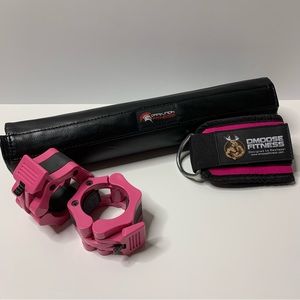 Barbell pad, clips, and and ankle strap set
